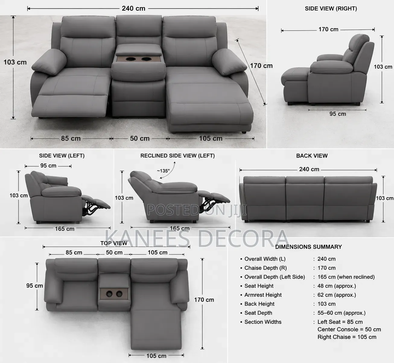 Manual L Shaped Recliner Sofa