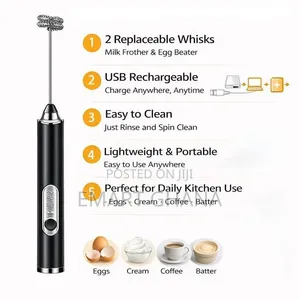 KITCHA Rechargeable Milk Frother Electric Egg Beater – 3-Speed USB