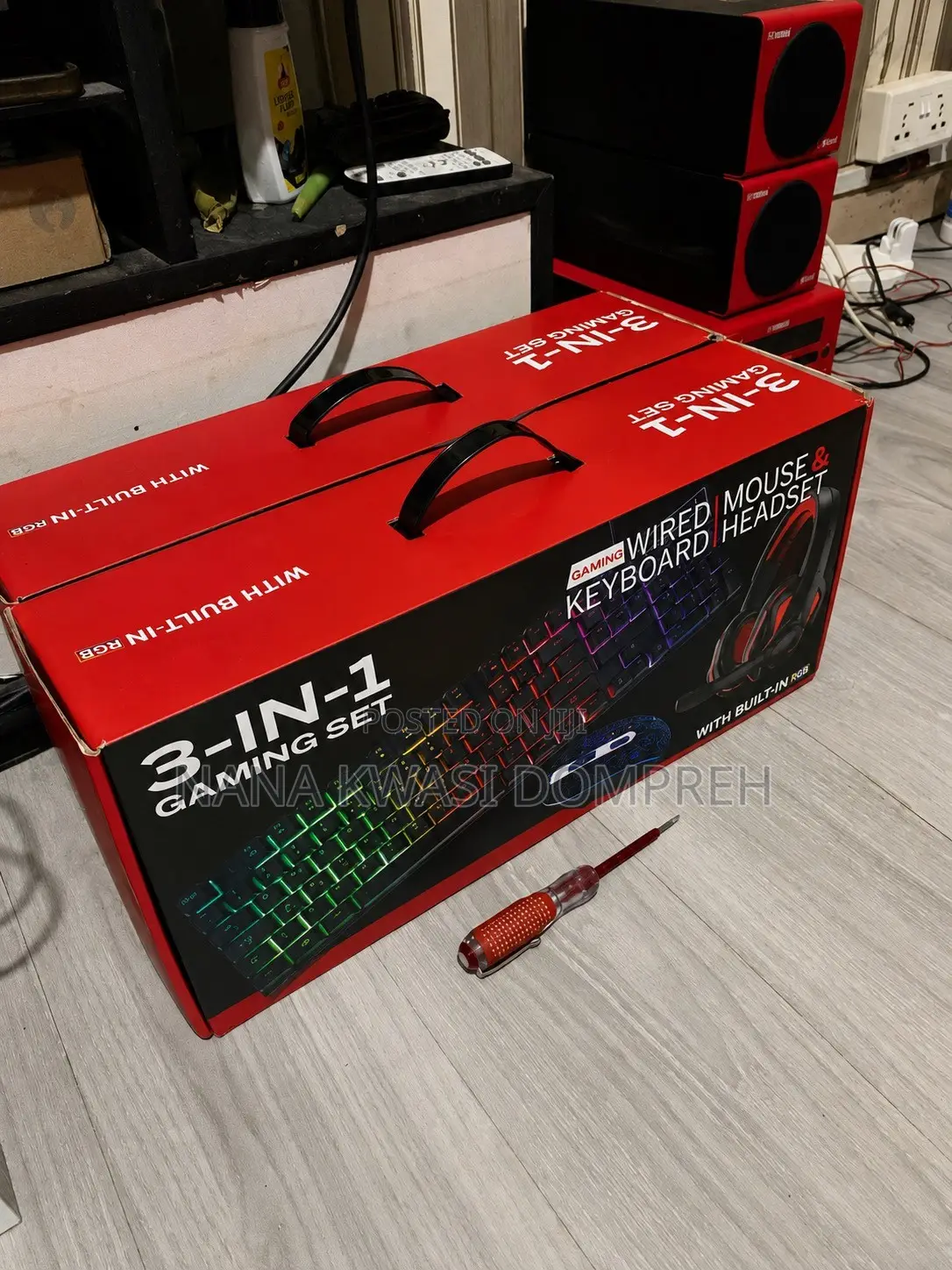 UK 3 in 1 Wired Gaming Keyboard, Headphones and Mouse RGB LIGHT