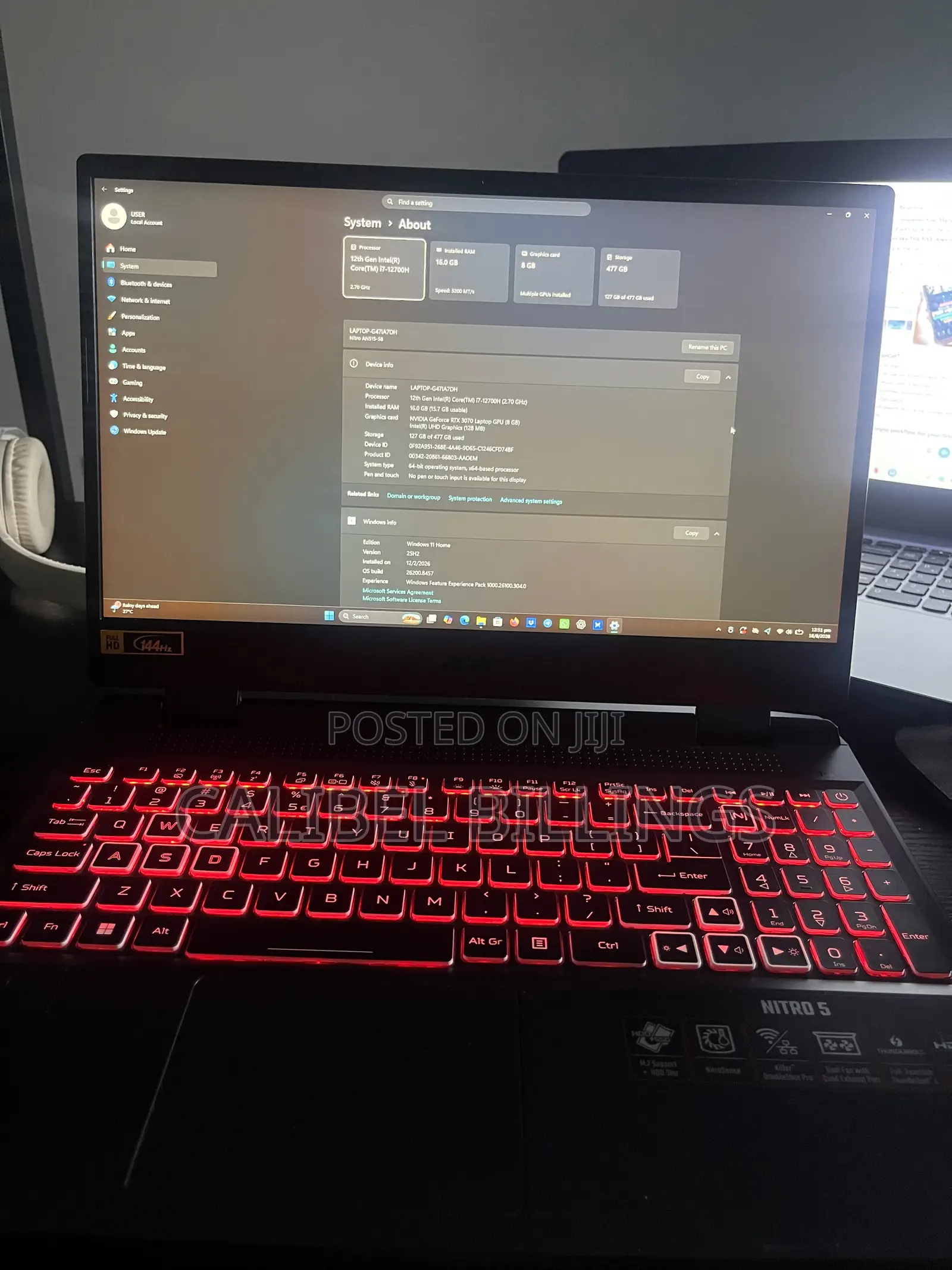 Laptop Acer Nitro 5 16GB Intel Core i7 SSHD+SSD 500GB