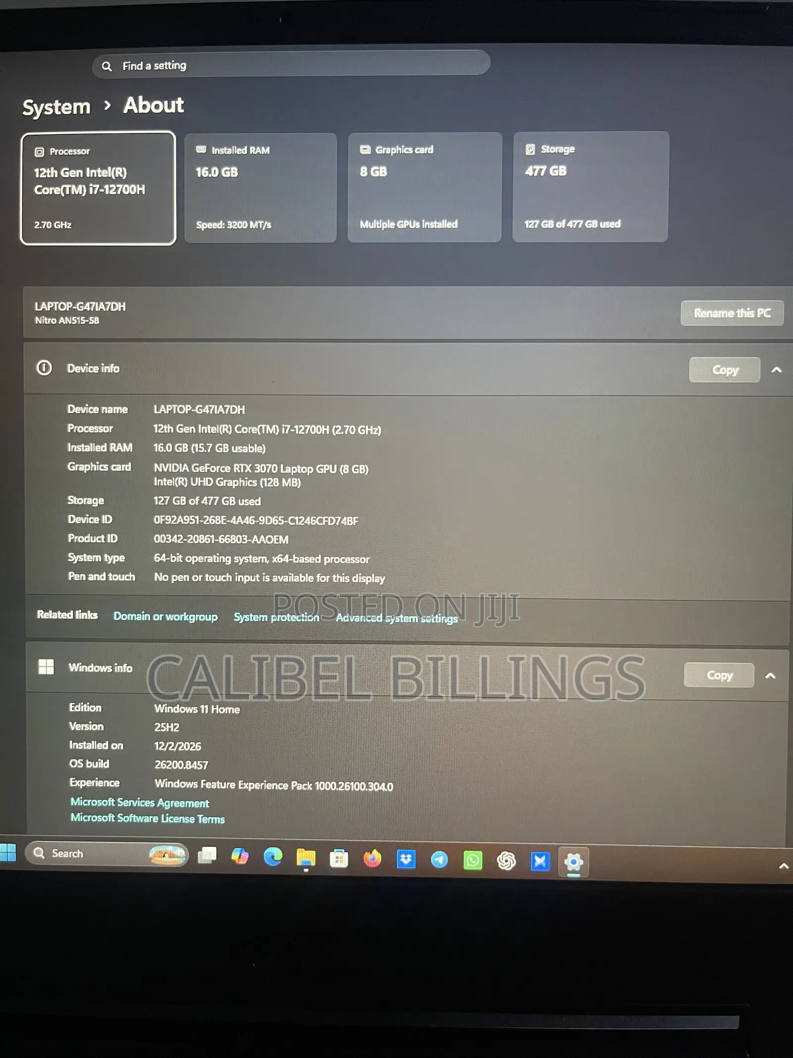 Laptop Acer Nitro 5 16GB Intel Core i7 SSHD+SSD 500GB