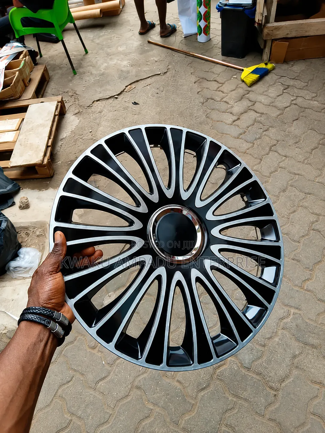 Black Silver Multi-Spoke Wheel Cover 14", 15", 16"