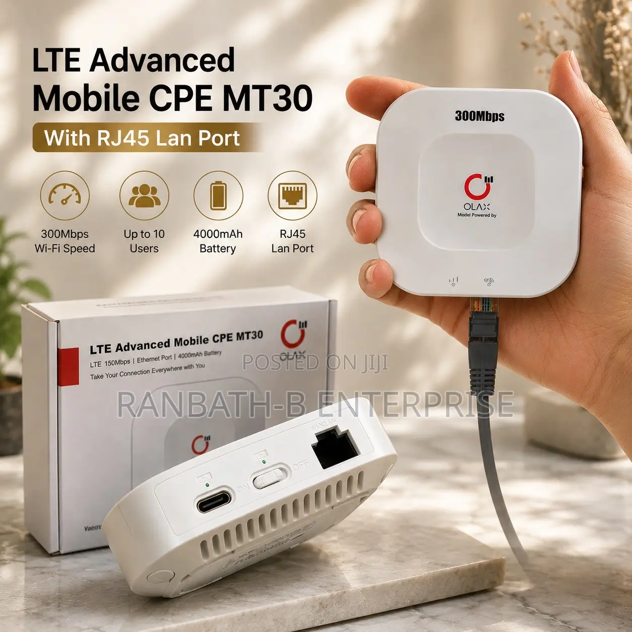 OLAX MT30 – 300Mbps Speed, RJ45 LAN Portable Connectivity