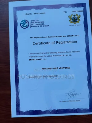 Business Name Registration Certificates