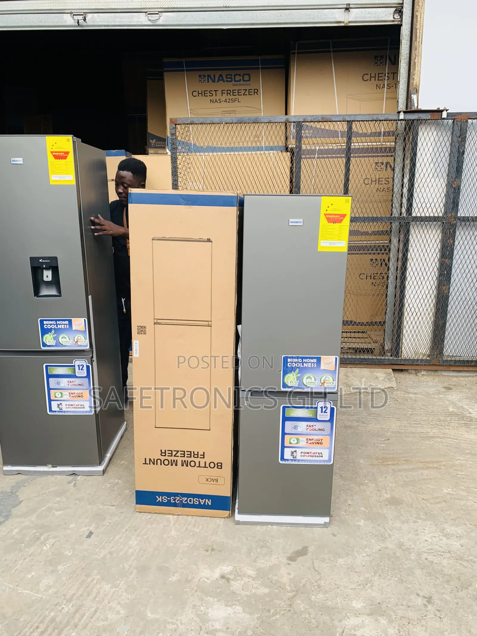 Top Class Grey Nasco NASD2-23-SK 170L Double Door Bottom Freezer