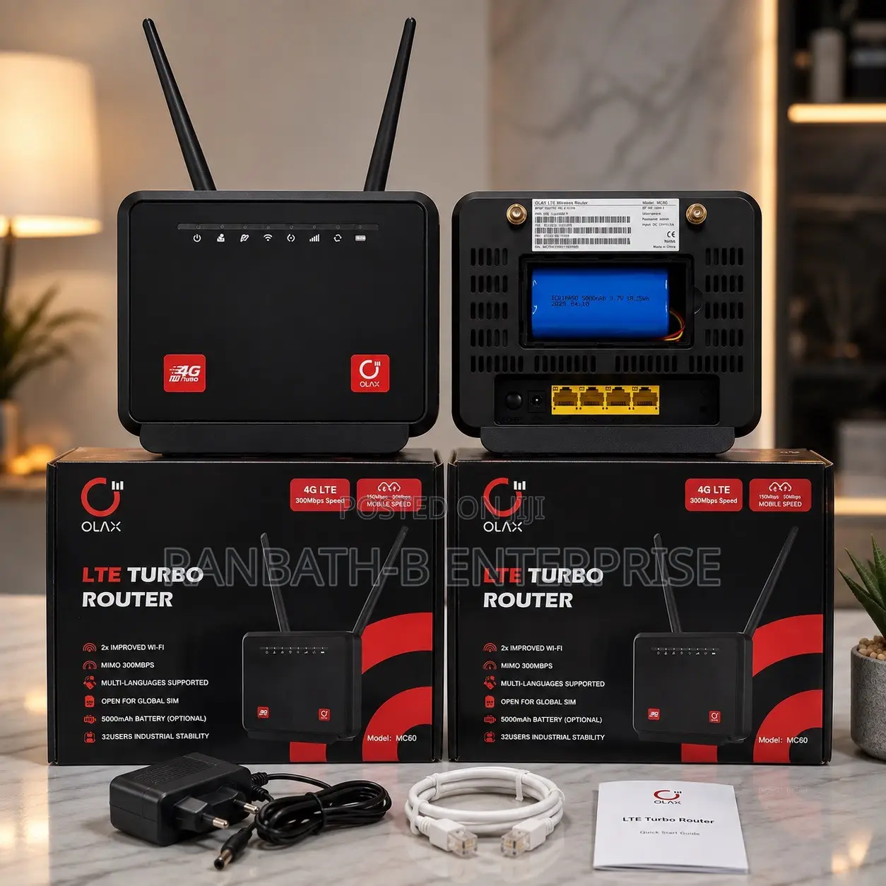 OLAX Mc60 4G LTE Turbo Router – 300Mbps | 4× RJ45 Ports | 32 Users