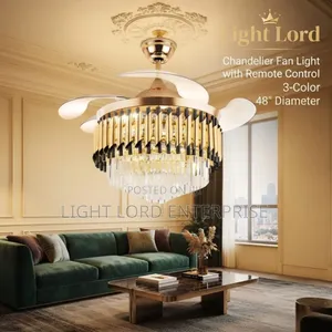 Elonn 48incges Led Chandelier Fan With Light