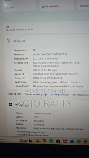 New Laptop Dell Allienware M18 R1 32GB Nvidia HDD+SSD 1T
