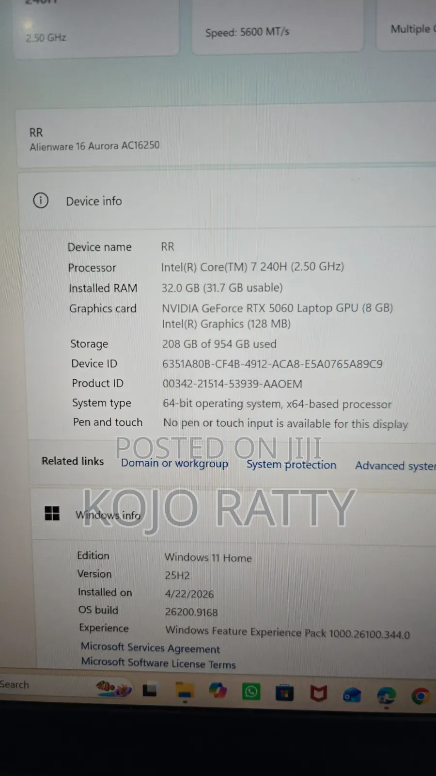 New Laptop Dell Allienware M18 R1 32GB Nvidia HDD+SSD 1T
