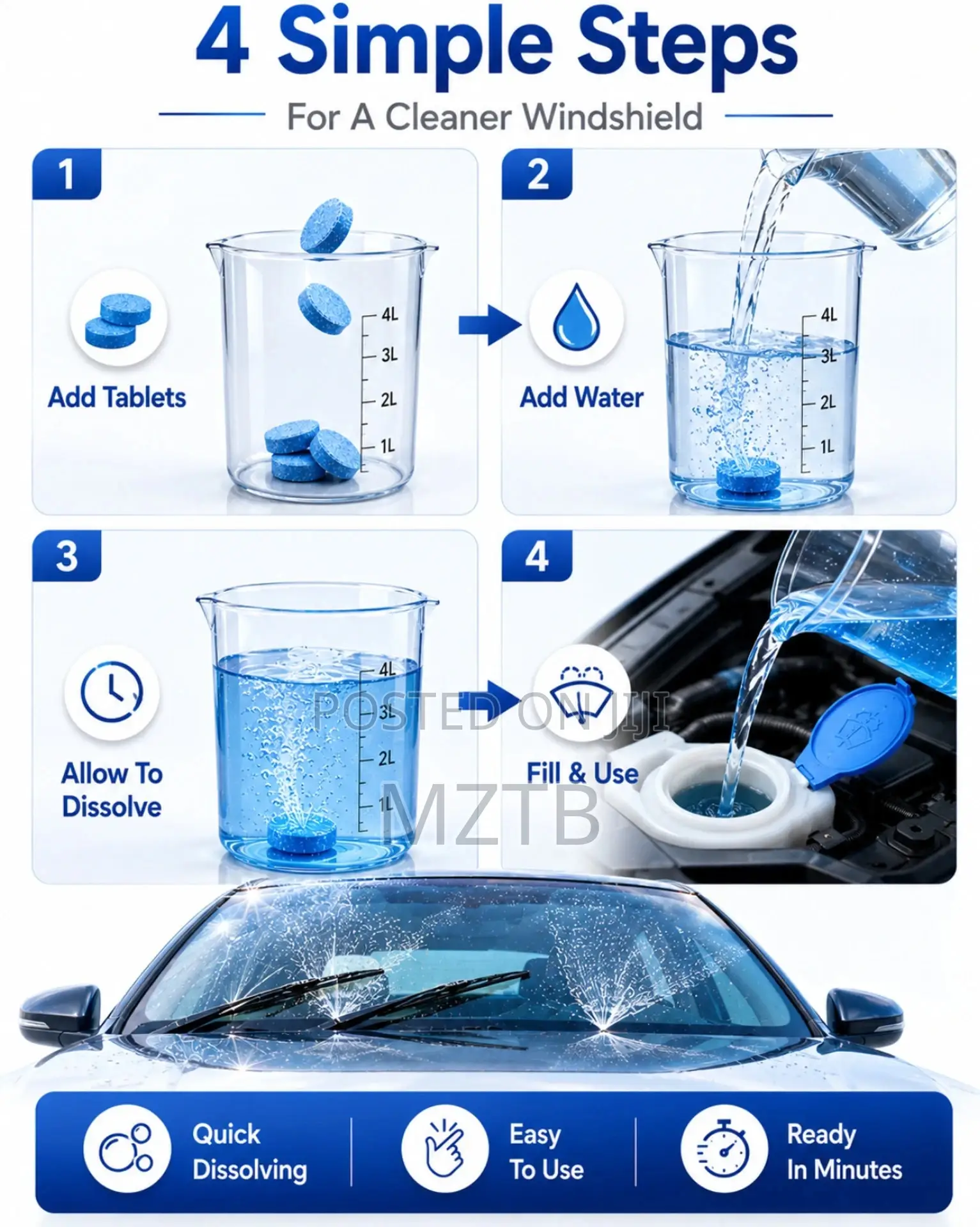 Windshield Washer Tablets - 10 Pieces