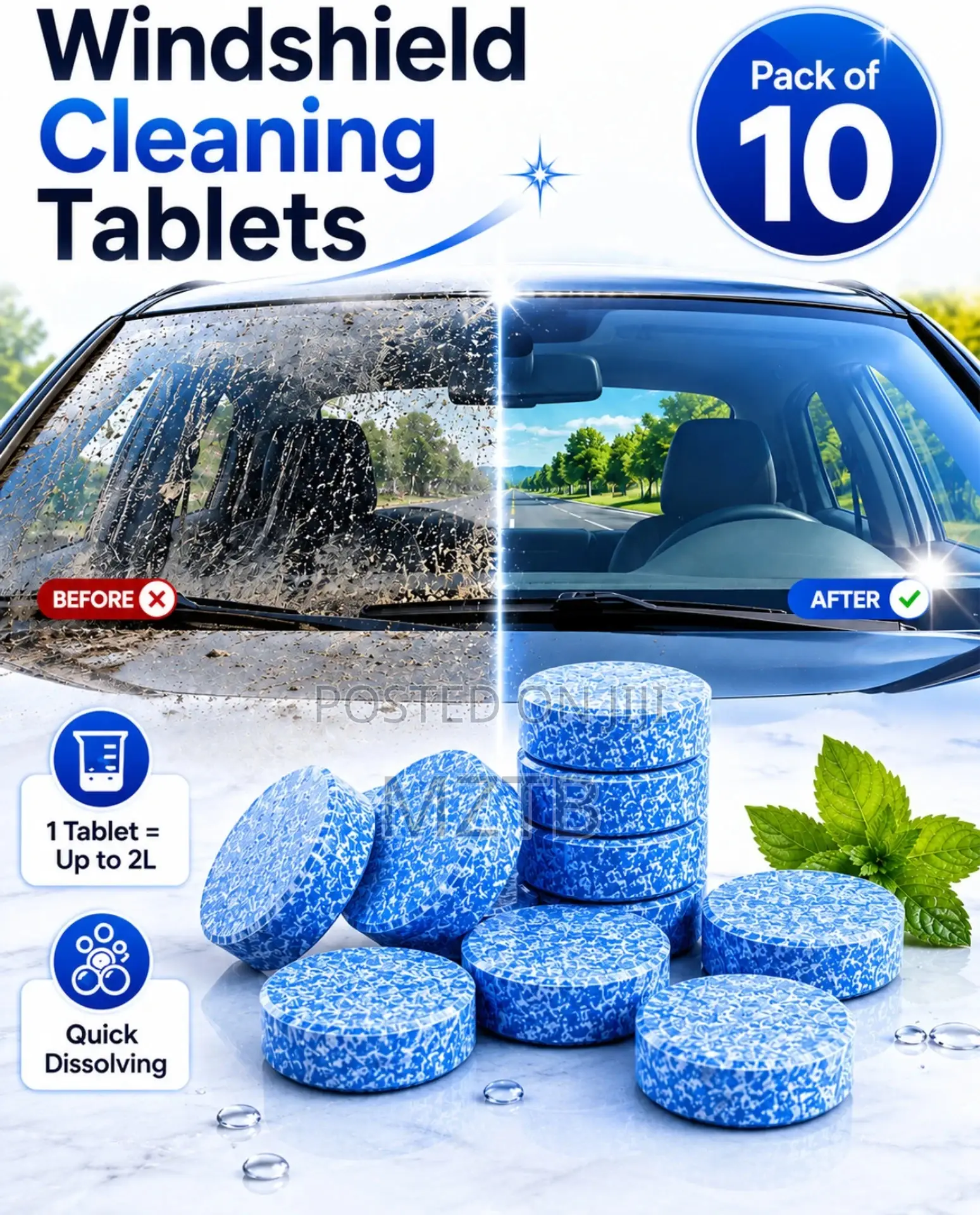 Windshield Washer Tablets - 10 Pieces
