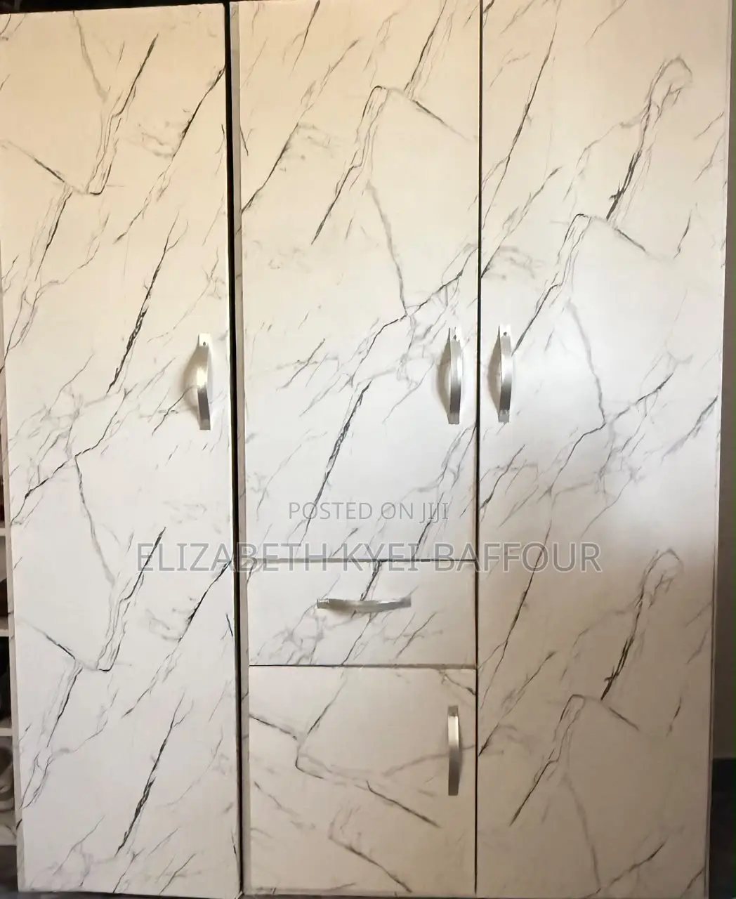 Luxury White Marble-Finish Wardrobe | Modern Design | for Sale