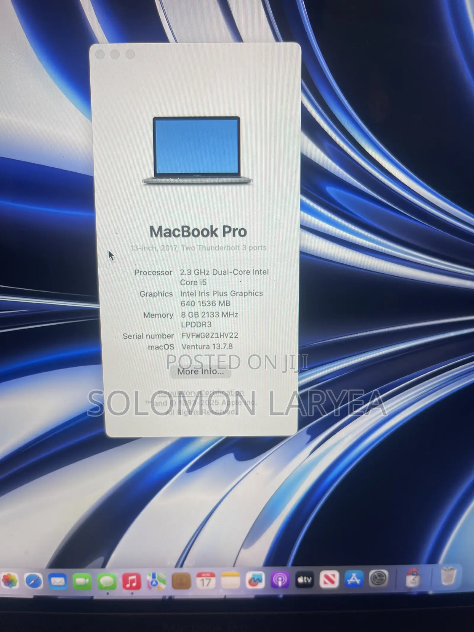 Laptop Apple MacBook Pro 2017 8GB Intel Core i5 SSD 128GB