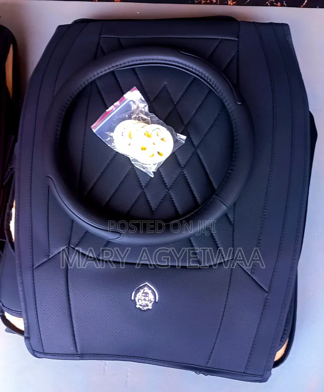 Premium Leather 5-Seater Car Seat Cover Set + Steering Cover