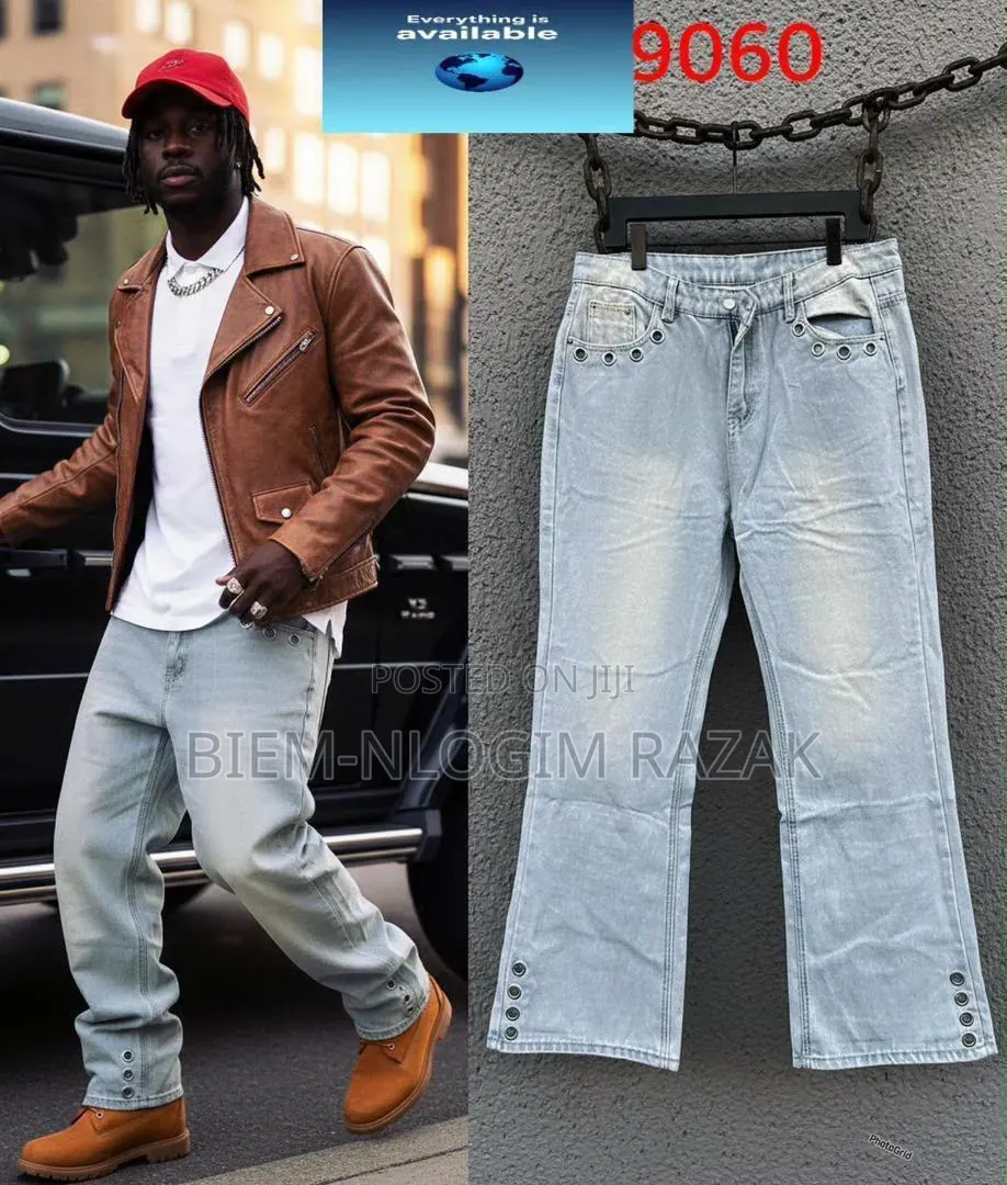 High Quality Diamond Stones Chrome Heart Baggy Jeans