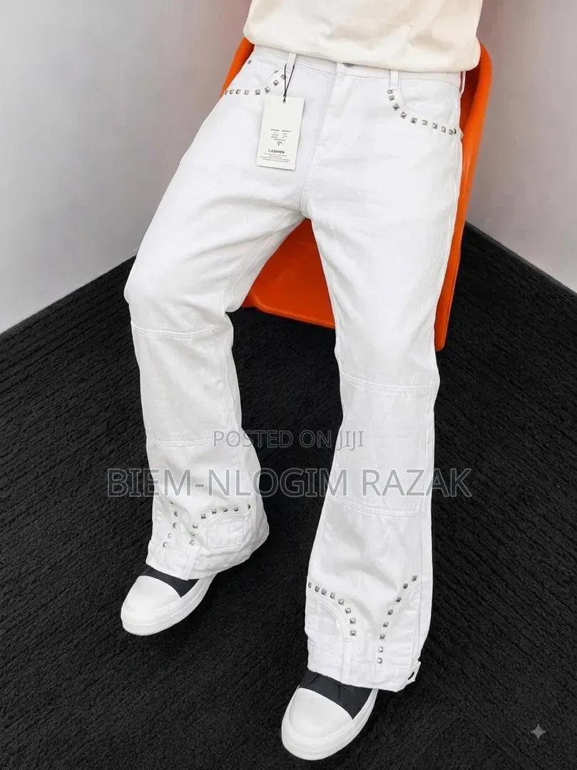 High Quality Diamond Stones Chrome Heart Baggy Jeans