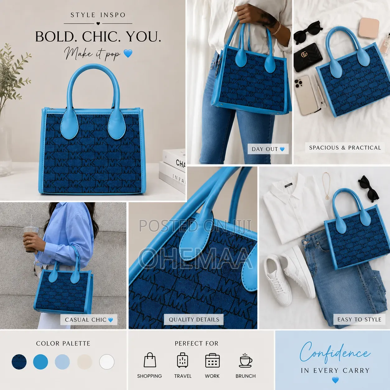 Blue MK Medium Hand Bag