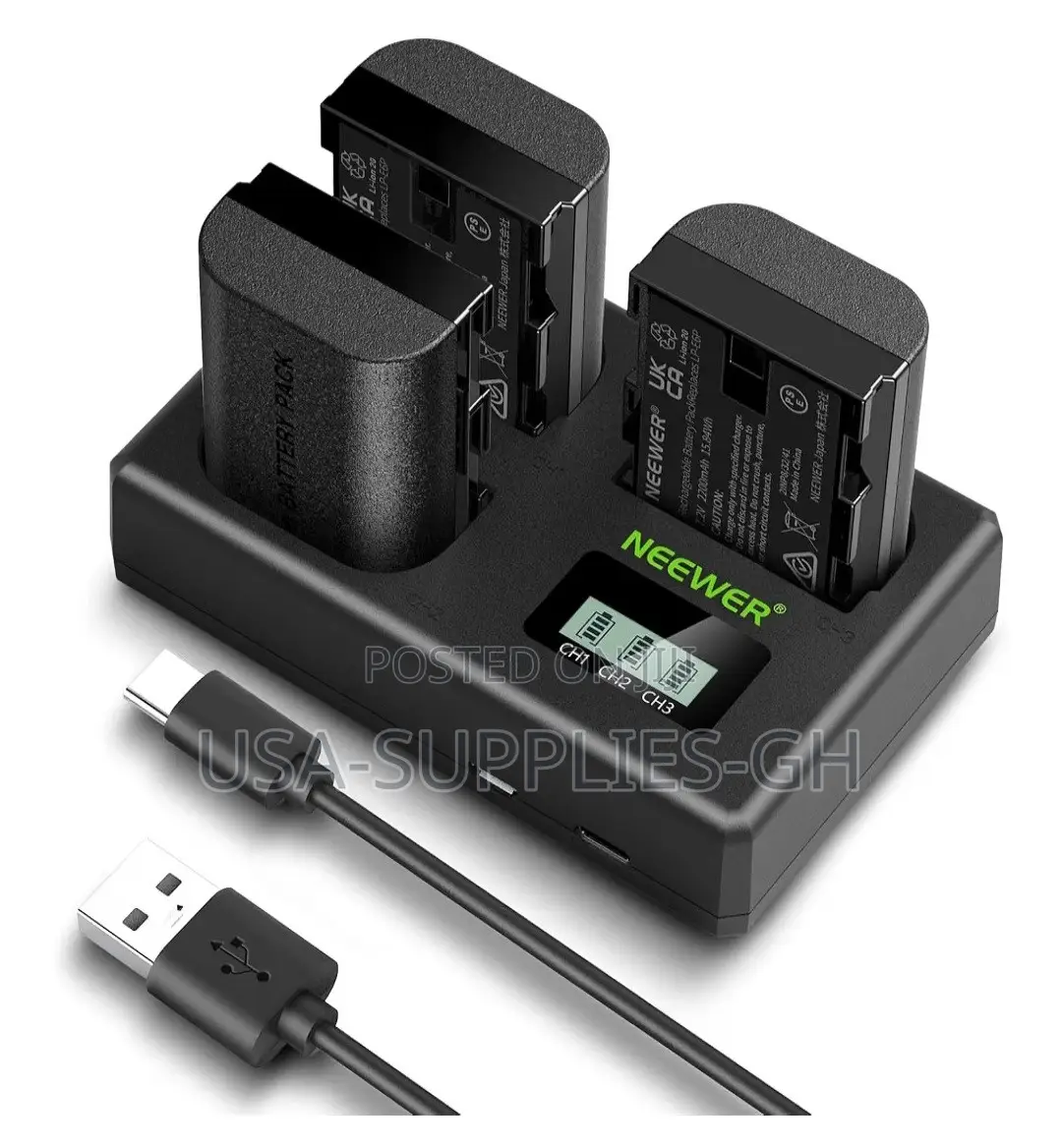 Neewer 3pk 2200mah Canon Lp-E6p/Lp-E6nh /Lp-E6n Battery/Charger Fr Usa