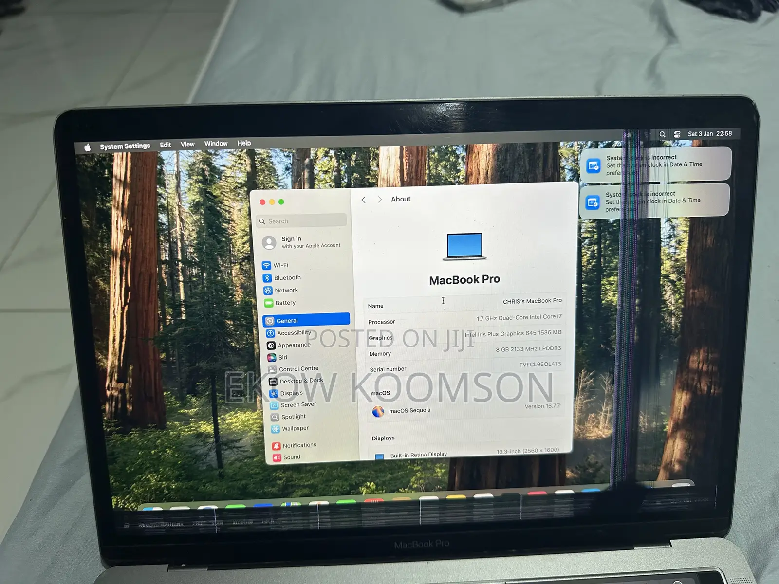Laptop Apple MacBook Pro 2019 8GB Intel Core i7 SSD 128GB