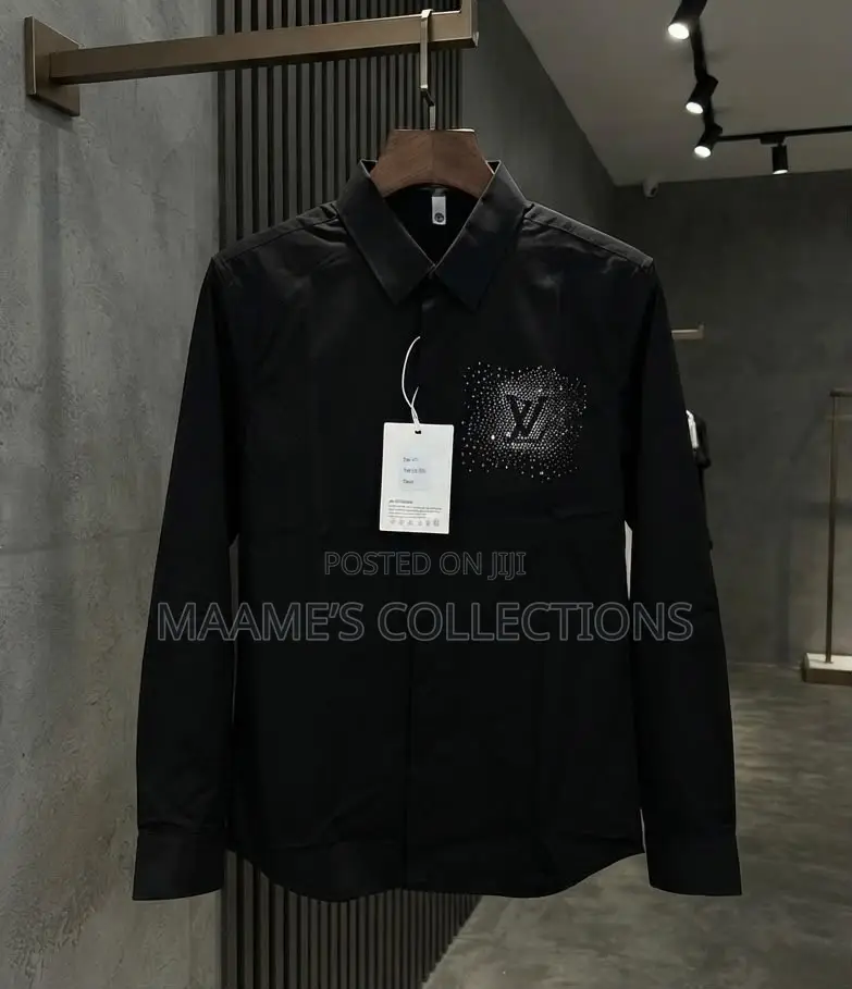 Men’s Luxury Rhinestone Long Sleeve Shirt