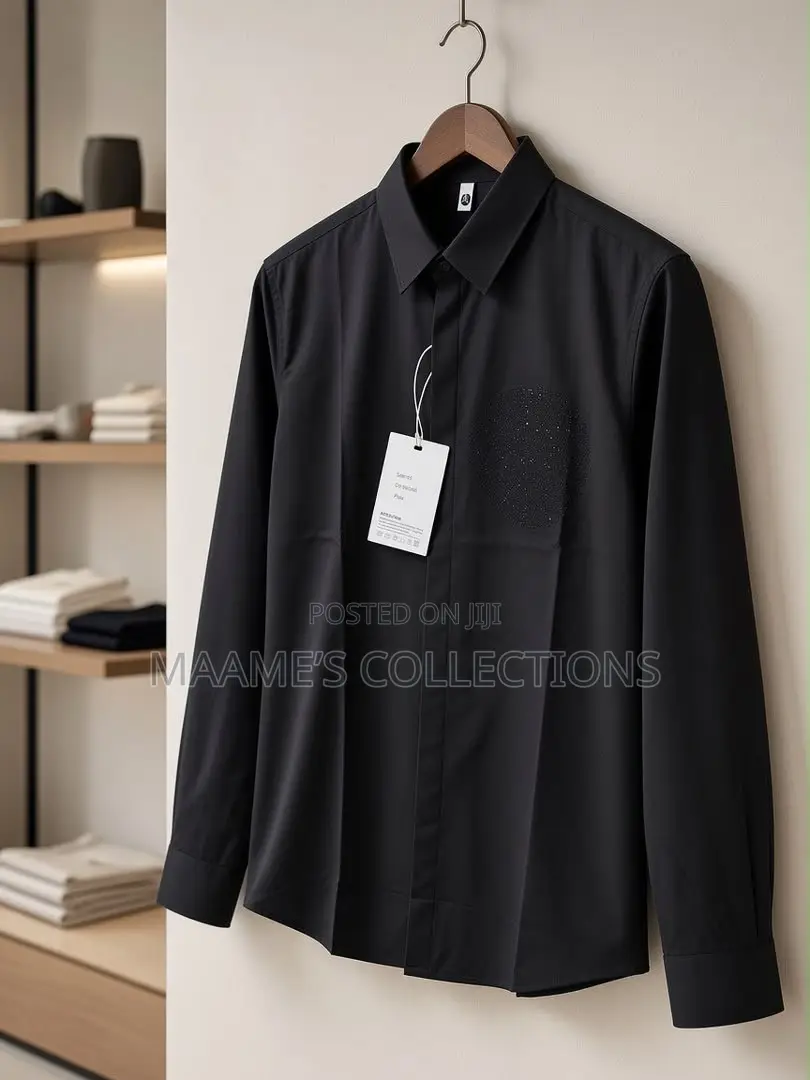 Men’s Luxury Rhinestone Long Sleeve Shirt