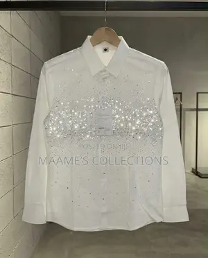 Men’s Luxury Rhinestone Long Sleeve Shirt