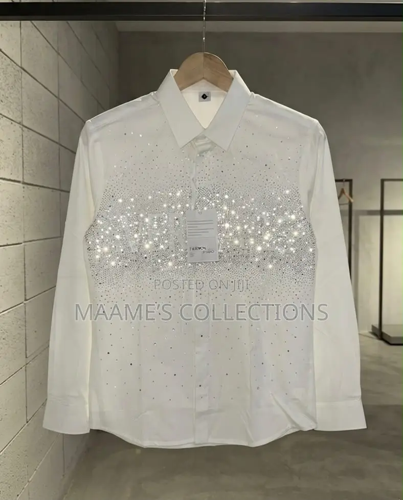 Men’s Luxury Rhinestone Long Sleeve Shirt