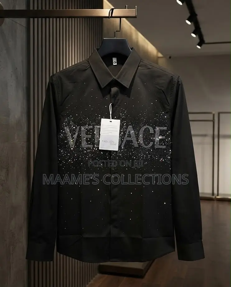 Men’s Luxury Rhinestone Long Sleeve Shirt