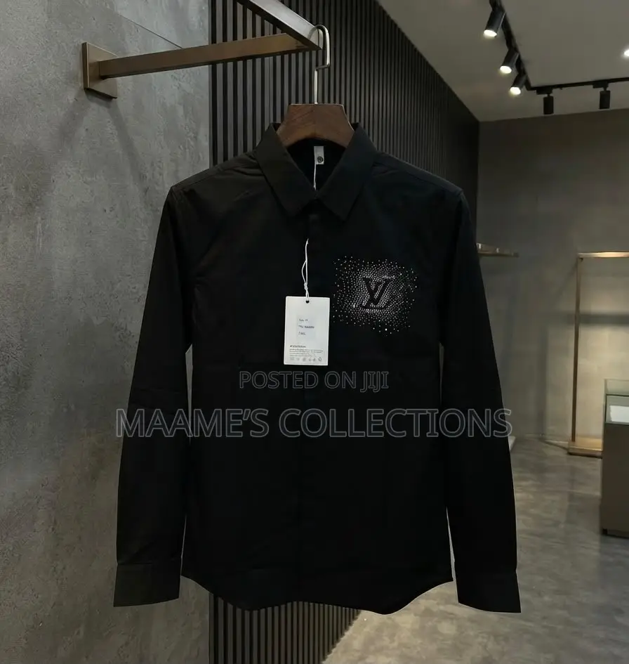 Men’s Luxury Rhinestone Long Sleeve Shirt