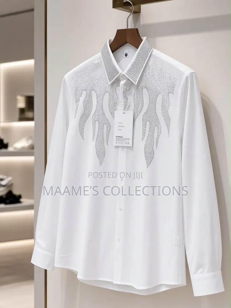 Men’s Luxury Rhinestone Long Sleeve Shirt