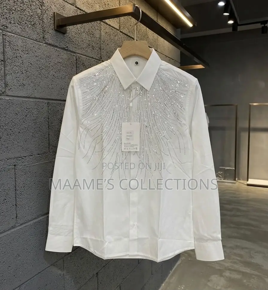 Men’s Luxury Rhinestone Long Sleeve Shirt