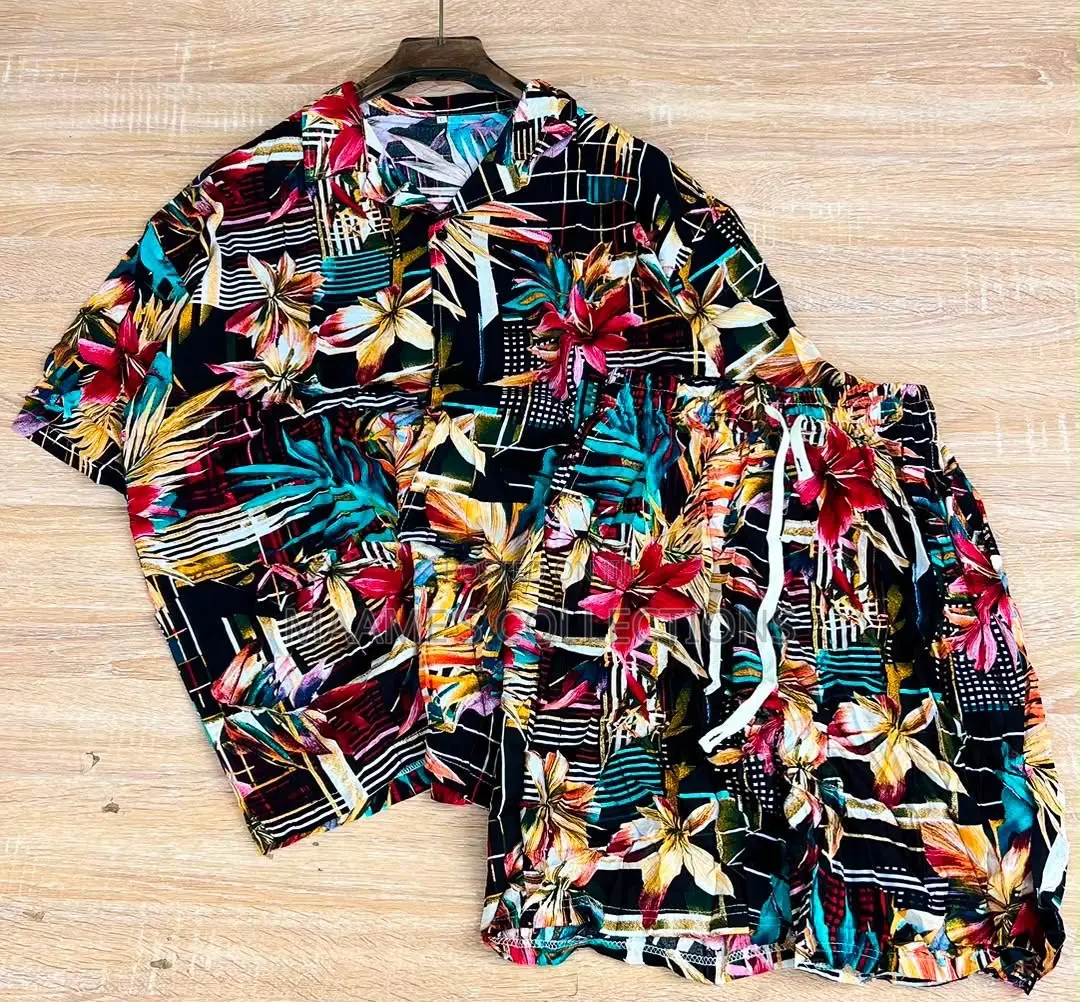 Men'S Summer Short Sleeve Shirt and Shorts Set