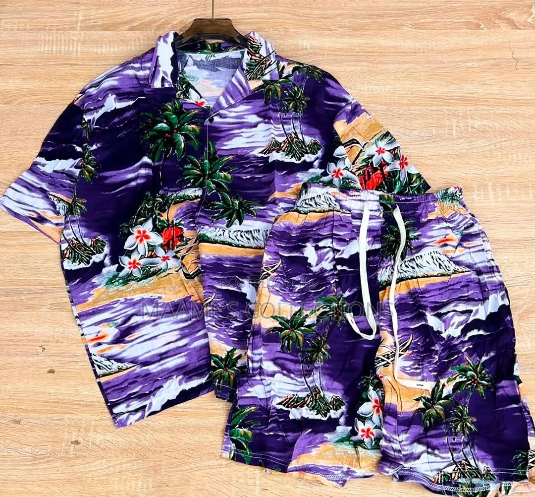 Men'S Summer Short Sleeve Shirt and Shorts Set