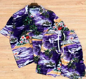 Men'S Summer Short Sleeve Shirt and Shorts Set