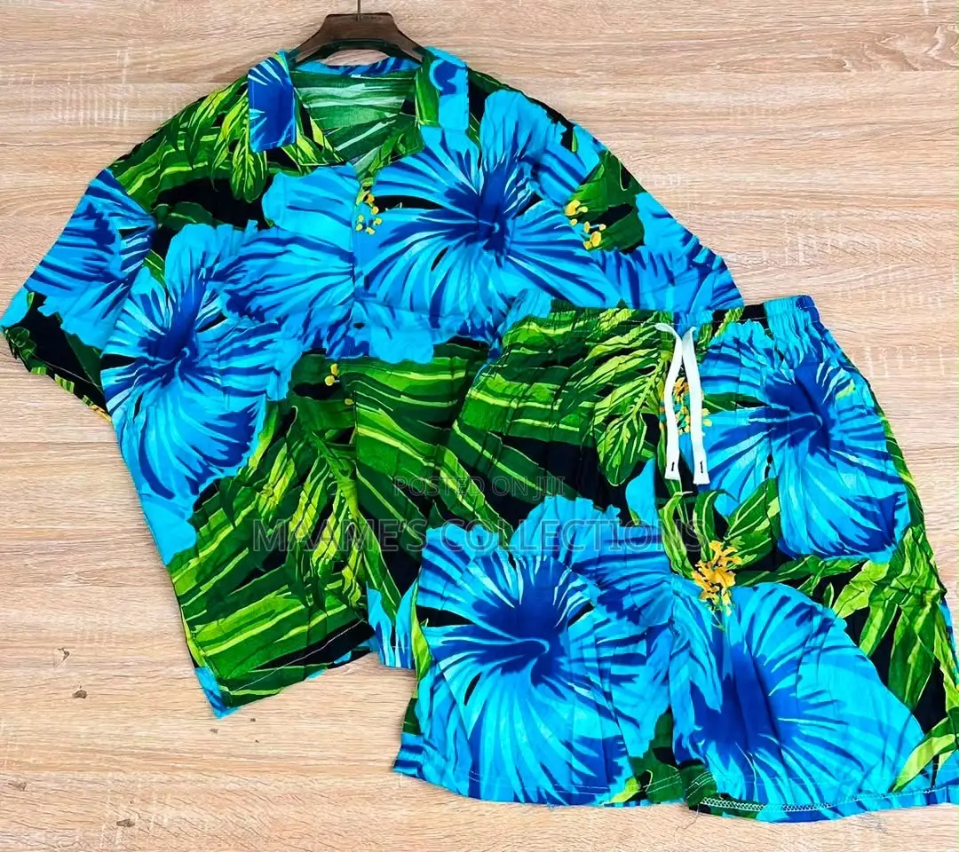 Men'S Summer Short Sleeve Shirt and Shorts Set