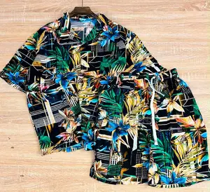 Men'S Summer Short Sleeve Shirt and Shorts Set