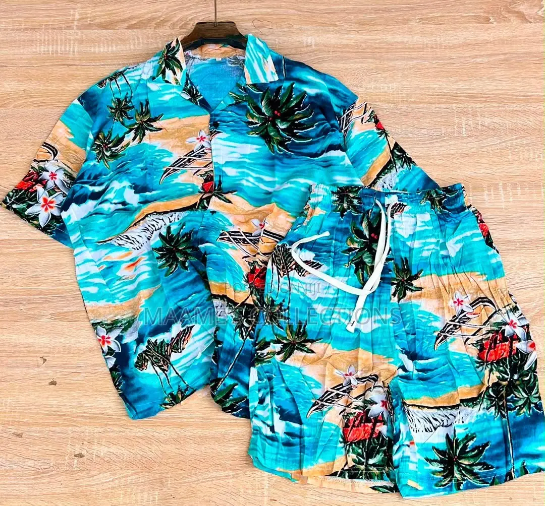 Men'S Summer Short Sleeve Shirt and Shorts Set