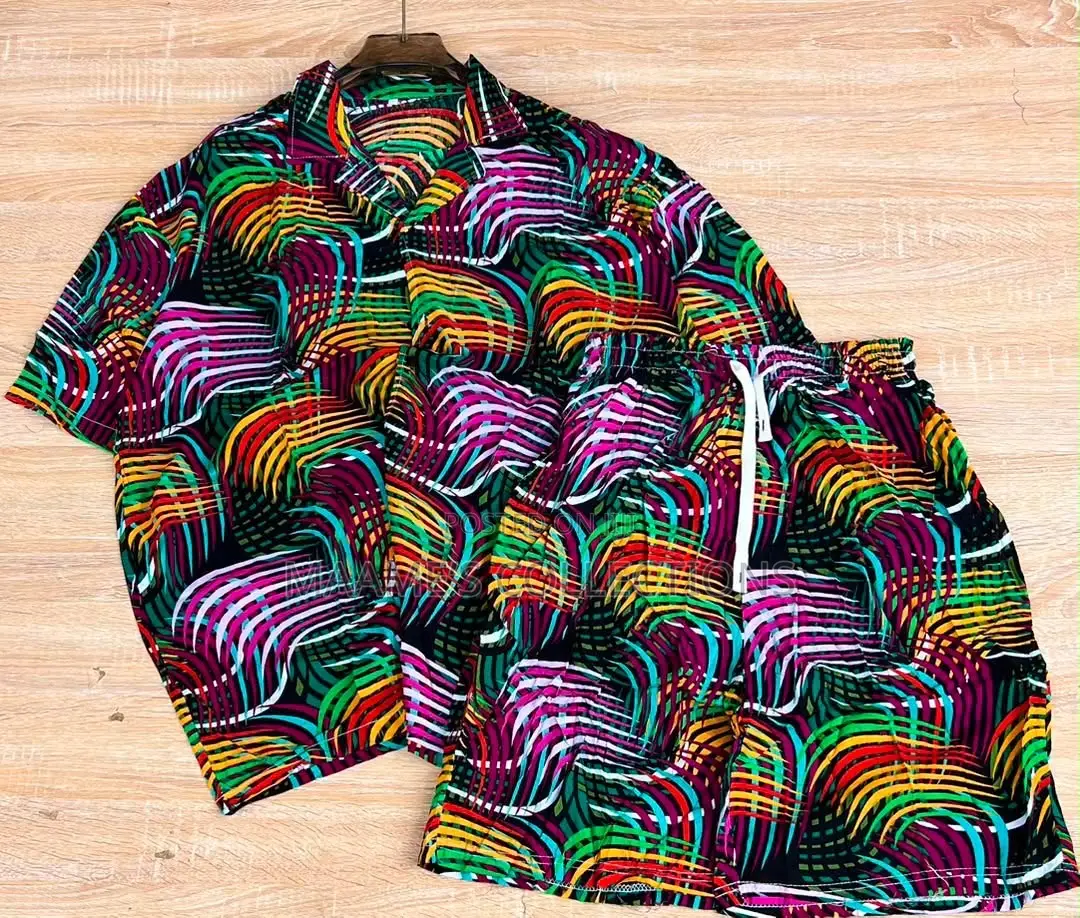 Men'S Summer Short Sleeve Shirt and Shorts Set