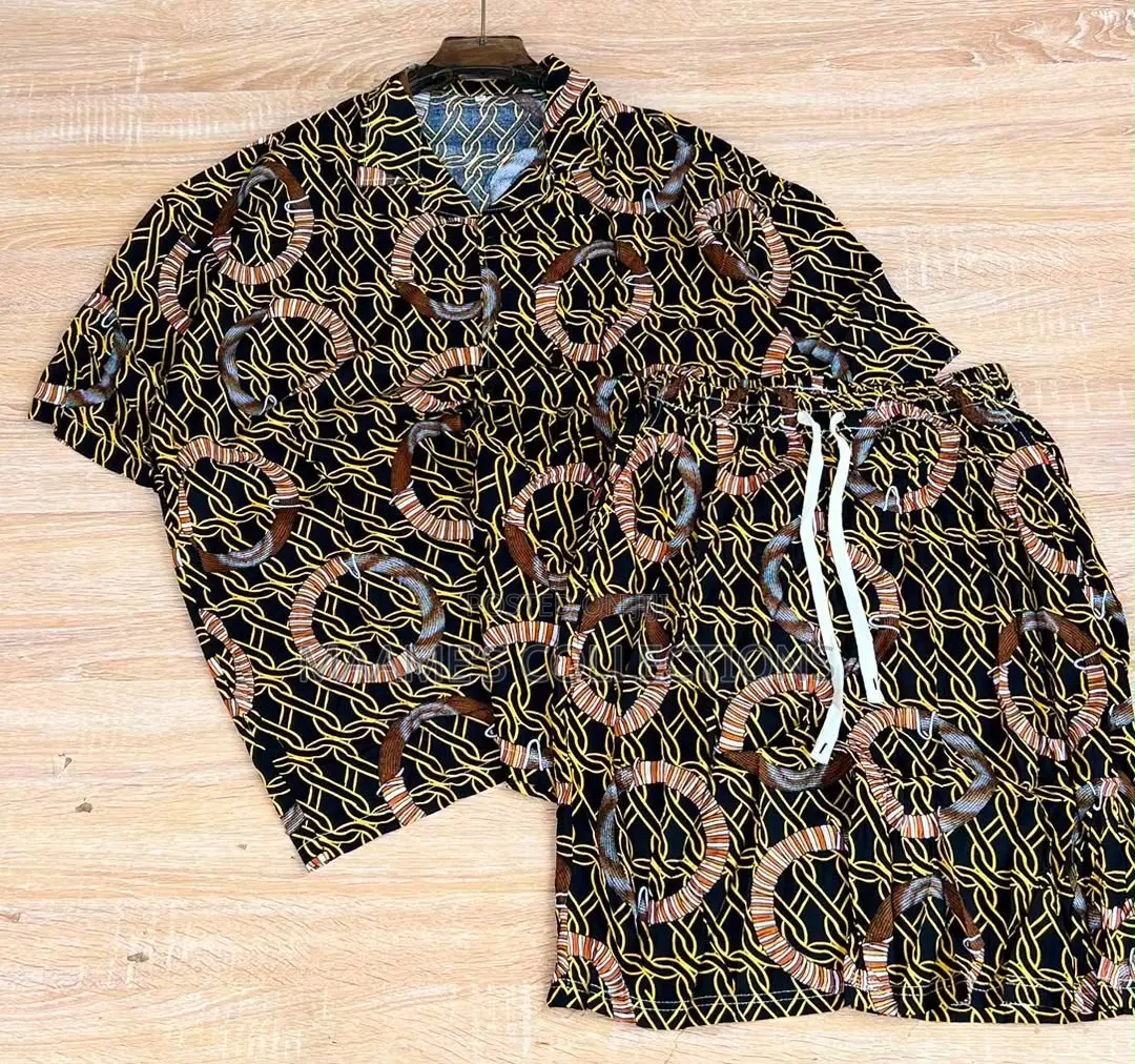 Men'S Summer Short Sleeve Shirt and Shorts Set
