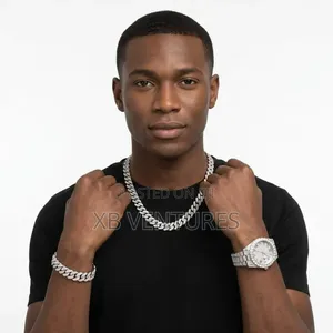 3 in 1 Men's Quartz Watch With Chain Necklace Bracelet - Silver