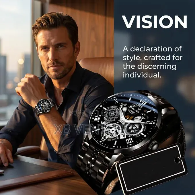 Luxury Hollow Watch Noctilucence Waterproof - Black