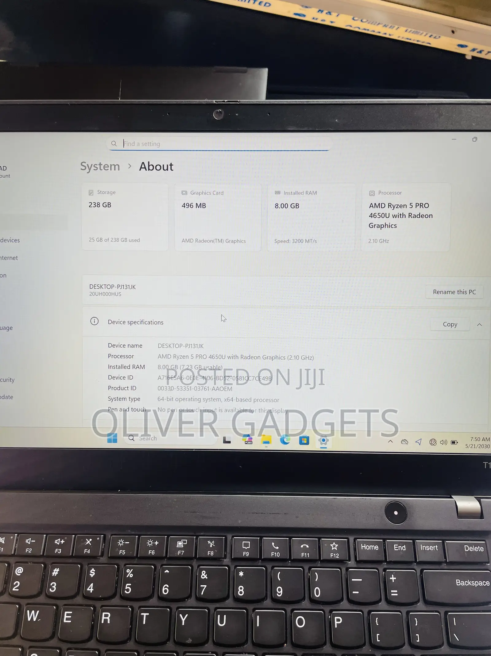 Laptop Lenovo ThinkPad T14s Gen 1 8GB AMD Ryzen 5 SSD 256GB