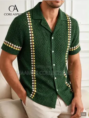Men’s Crochet Pattern Short Sleeve Shirt