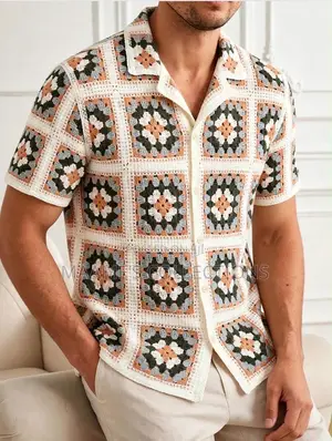 Men’s Crochet Pattern Short Sleeve Shirt