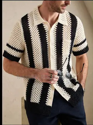 Men’s Crochet Pattern Short Sleeve Shirt