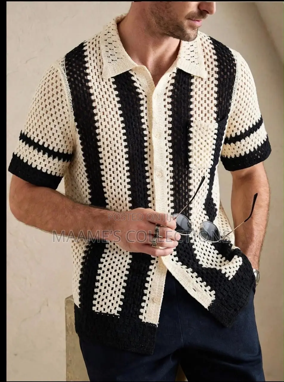 Men’s Crochet Pattern Short Sleeve Shirt