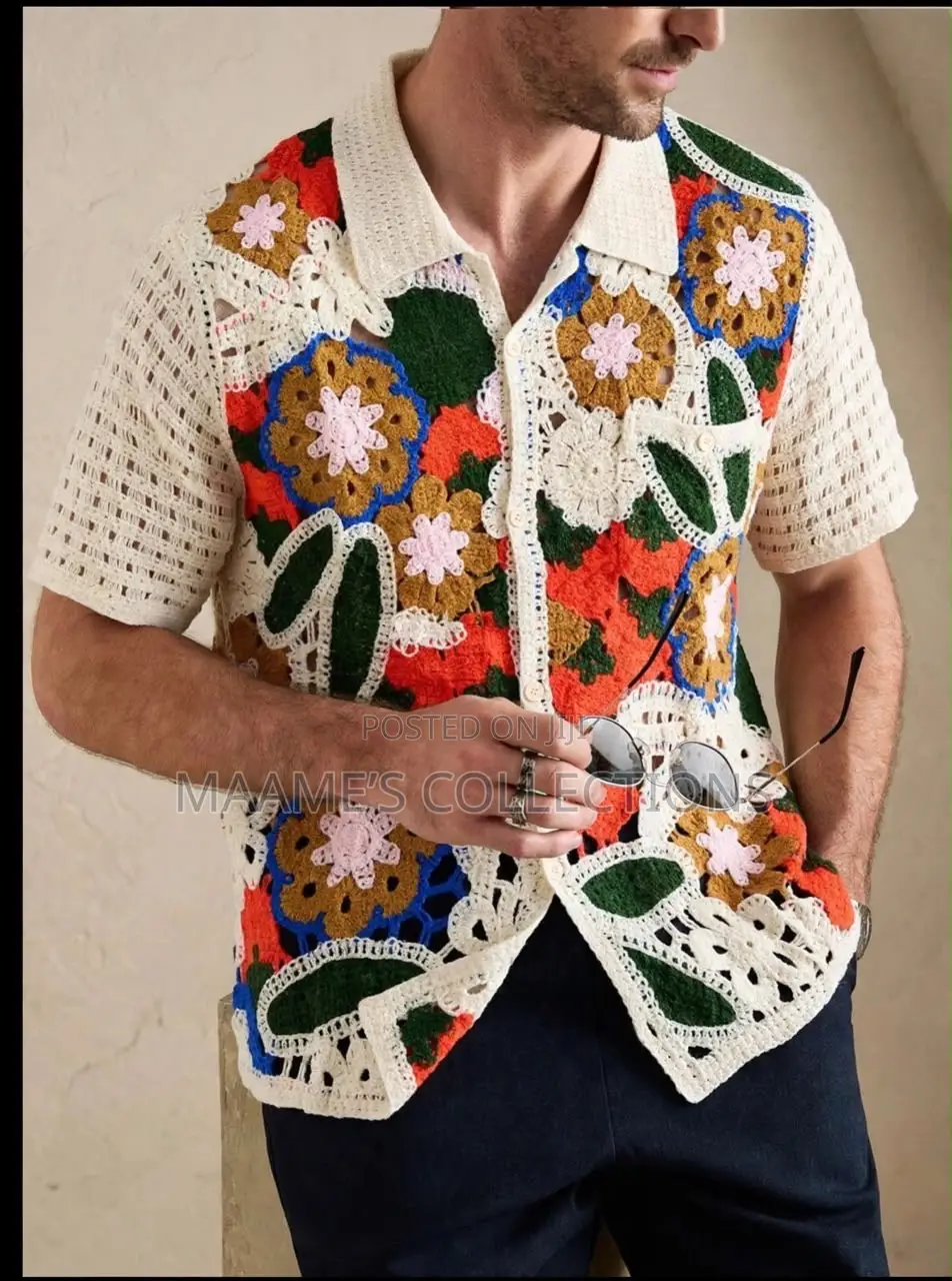 Men’s Crochet Pattern Short Sleeve Shirt