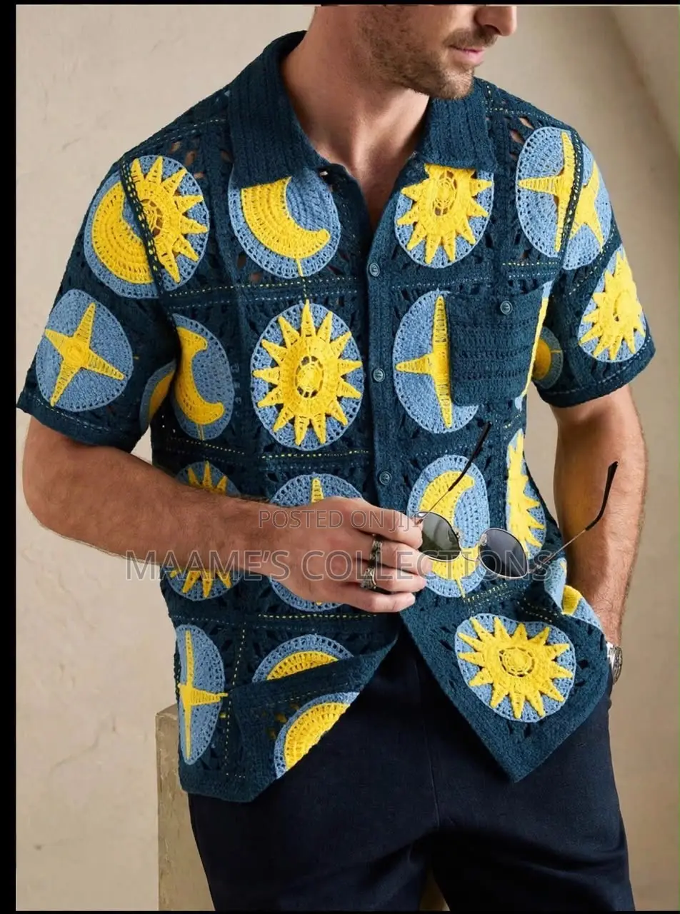 Men’s Crochet Pattern Short Sleeve Shirt