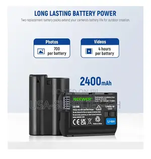 NEEWER 2pk 2400mAh Nikon EN-EL15c Batteries With Dual Charger From USA