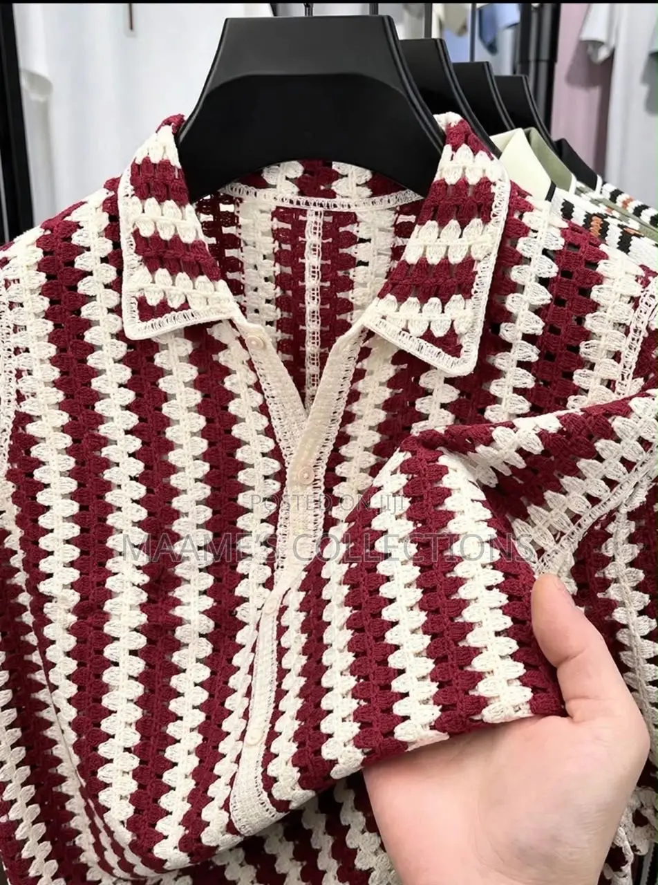 Men’s Premium Patchwork Crochet Shirt